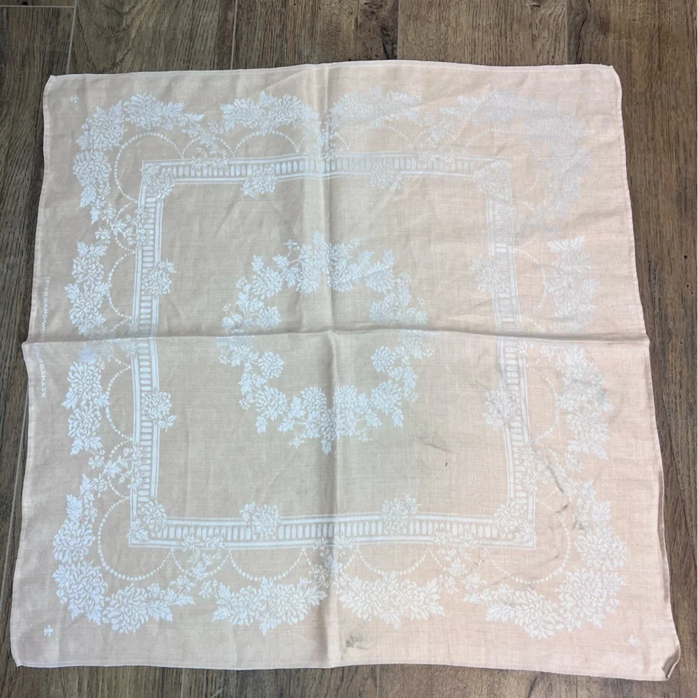 VNTG Set of 4 Irish Made Linen Damask Cloth Handkerchief‎ / Napkins
